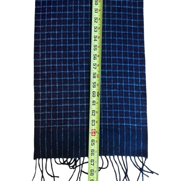 J.Crew Cashmere winter long scarf unisex luxury comfy coat fringe blue red soft - Picture 14 of 16